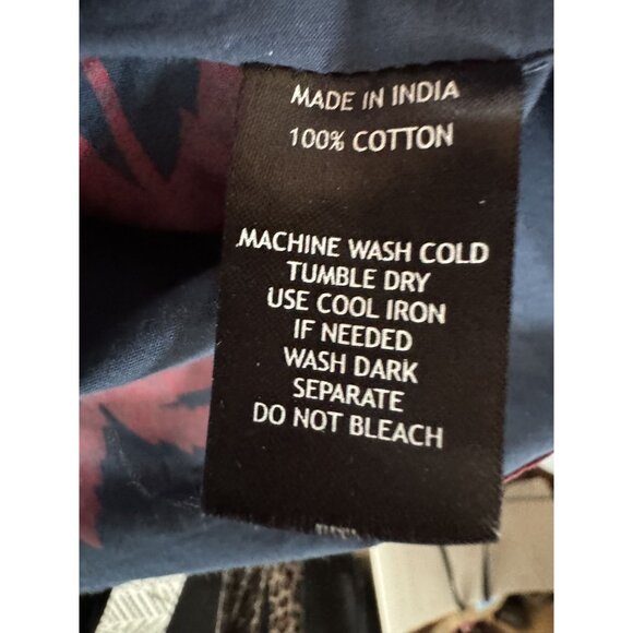 Paradise City Mens Large Hawaiian Shirt Blue & Red Palm Tree Print Short Sleeve - Picture 6 of 16